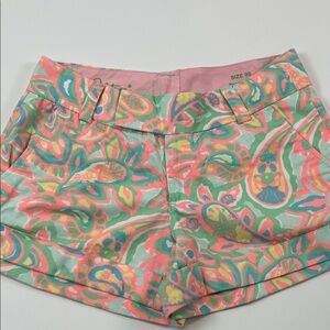 Lilly Pulitzer Barclay Shorts Size 00 Pink Green Paisley Print  Summer Womens
